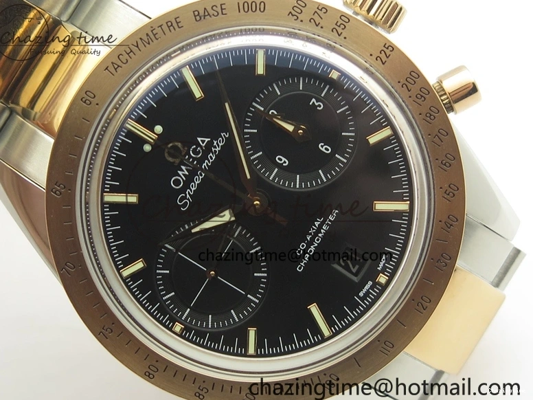 0521 Speedmaster ’57 Co-Axial SS RG OMF 1:1 Best Edition Black Dial On SS RG Bracelet A9300 (Free Leather Strap) RelaxedFit 8071